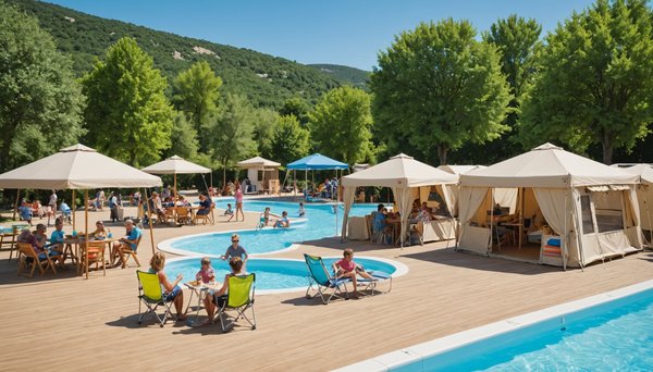 Où trouver un camping avec piscine près de vallon pont d'arc ?